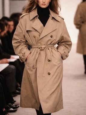 Vintage Sears Beige Trench Coat Classic 90s Ralph Lauren vibe, Removable Liner